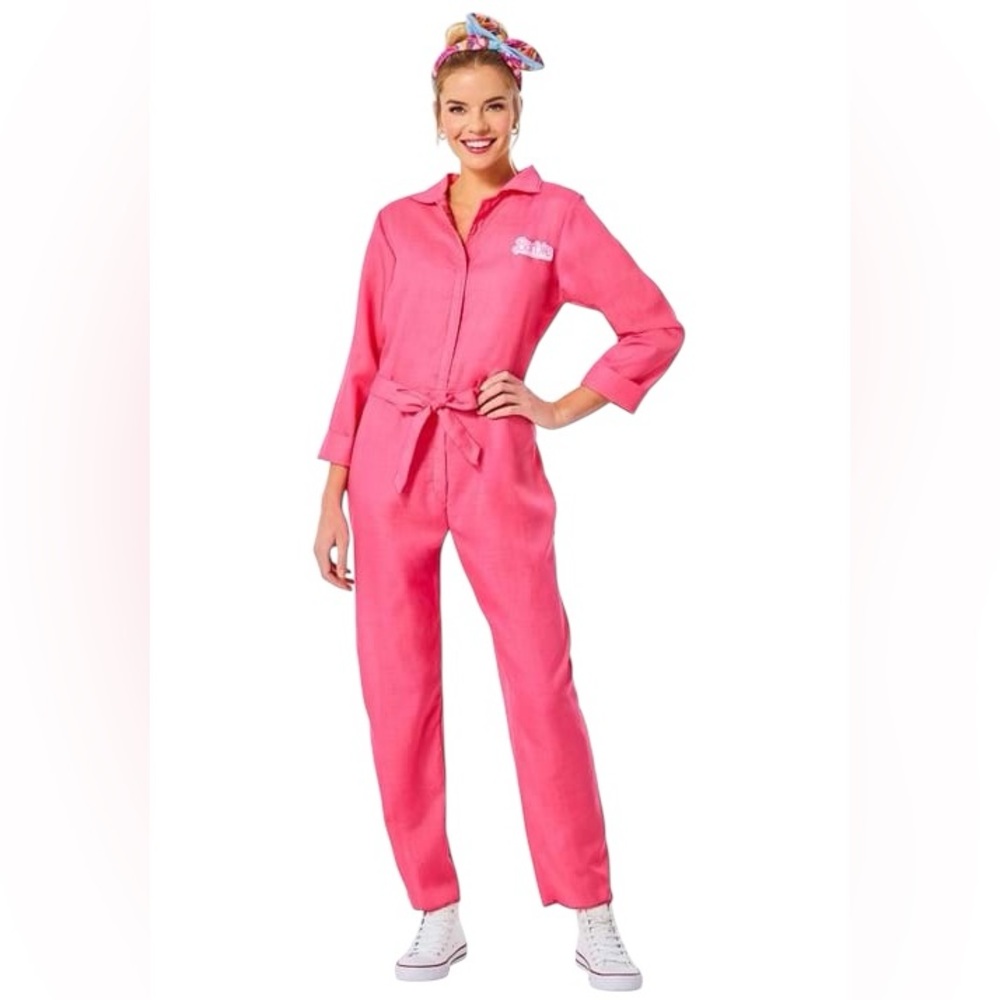 Barbie Movie -Pink Power Jumpsuit & Headband Costume -Women’s Size Large/ 12-14